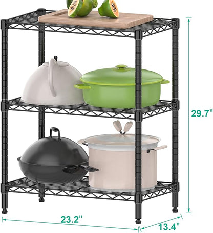 3-Tier Metal Shelf for Storage, Wire Shelving Unit Storage Rack Organizer Steel - Image 3