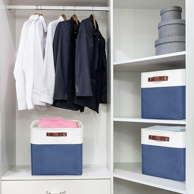 13x13 Cube Storage Bins, Collapsible Fabric Storage Box, 4 Pack Closet Baskets - Image 2