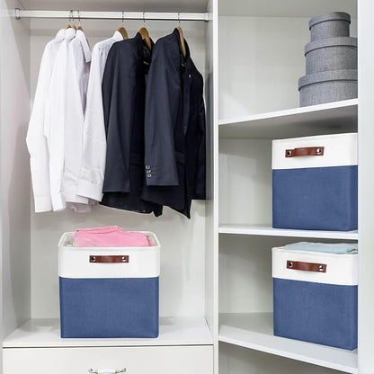 13x13 Cube Storage Bins, Collapsible Fabric Storage Box, 4 Pack Closet Baskets - Image 2