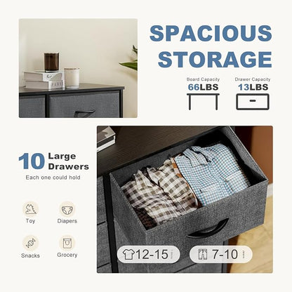 DUMOS 10 Drawer Dresser for Bedroom, Storage Organizer Chest of Drawers | Wide - Image 4