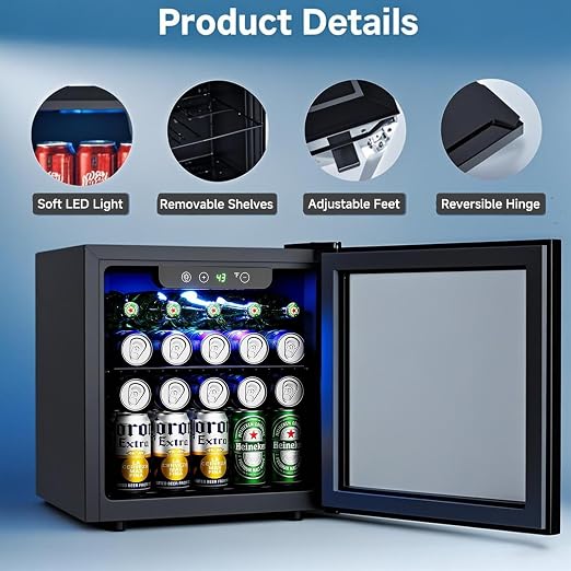 COWSAR Beverage Refrigerator, 50 Cans Wine Cooler, ETL Approved 1.3 Cu.ft Mini - Image 3