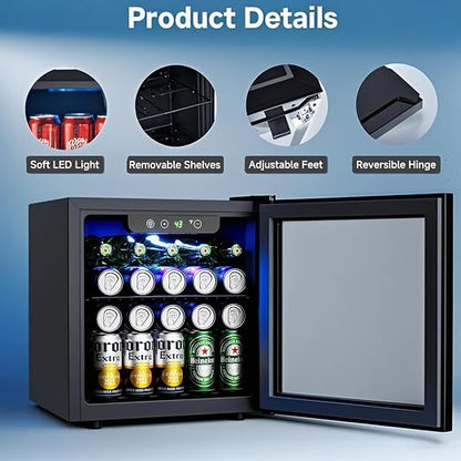 COWSAR Beverage Refrigerator, 50 Cans Wine Cooler, ETL Approved 1.3 Cu.ft Mini - Image 3