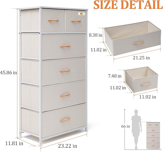 Tall Dresser for Bedroom, Fabric Storage Tower - Image 2