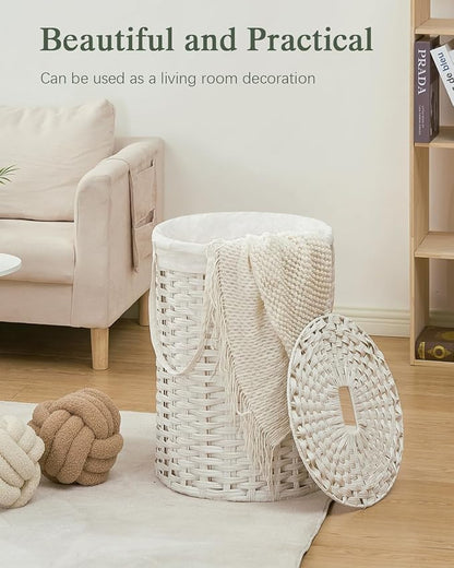 Laundry Hamper with Lid Laundry Basket with Lid 19.0 Gal Round Wicker Laundry - Image 7