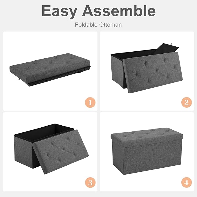 Sweetcrispy 30 Inch Folding Storage Ottoman Bench, Ottoman - Image 6