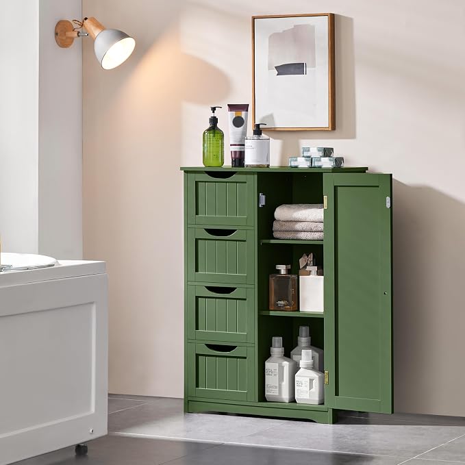 Yaheetech Wooden Bathroom Floor Cabinet, Side Storage Organizer Cabinet - Image 2