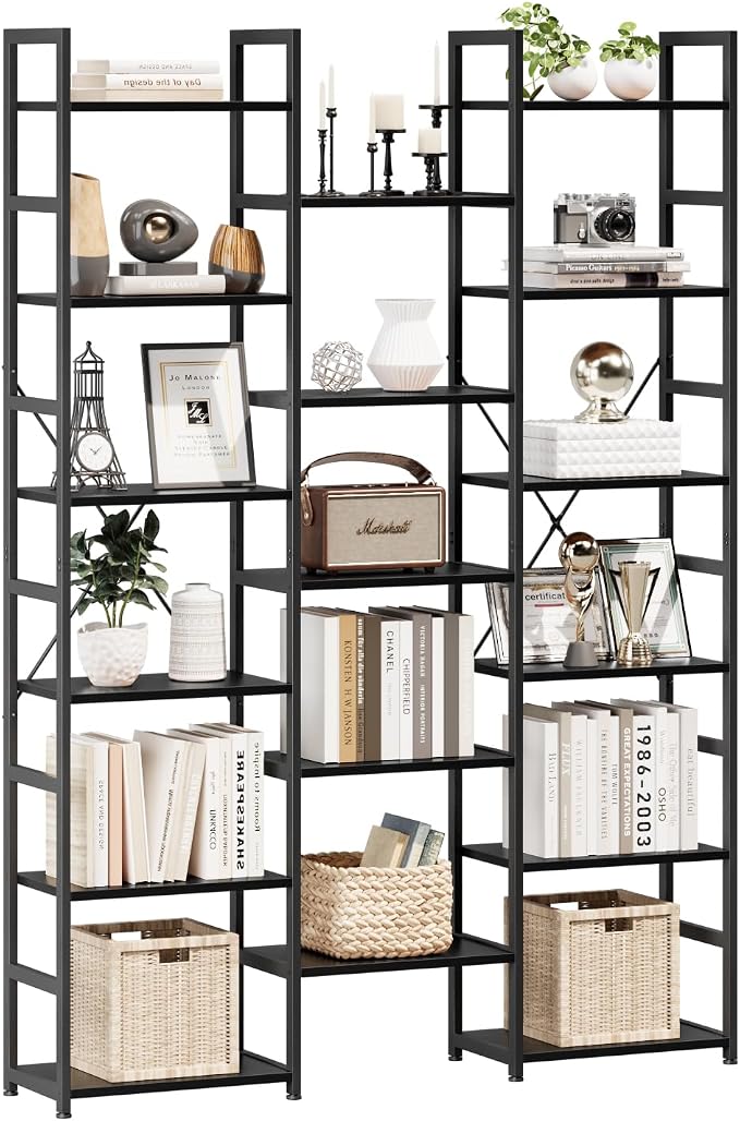 NUMENN Triple Column 6 Tier Bookshelf, Bookcase by NUMENN