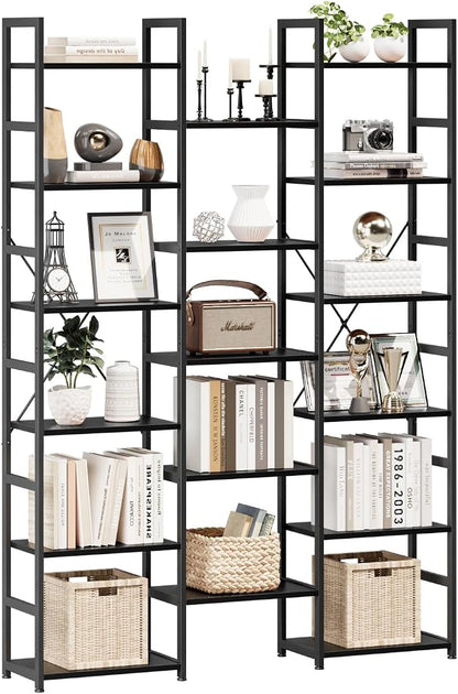 NUMENN Triple Column 6 Tier Bookshelf, Bookcase by NUMENN