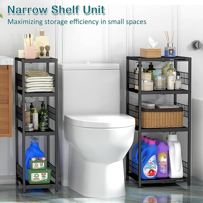 DAOUTIME Expandable Slim Storage Shelf, 4 Tier Metal Shelving Unit - Image 4