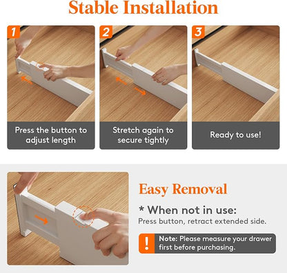 Lifewit 5 Pack Drawer Dividers Plastic 4" High, 13.5-22" Adjustable Drawer - Image 6