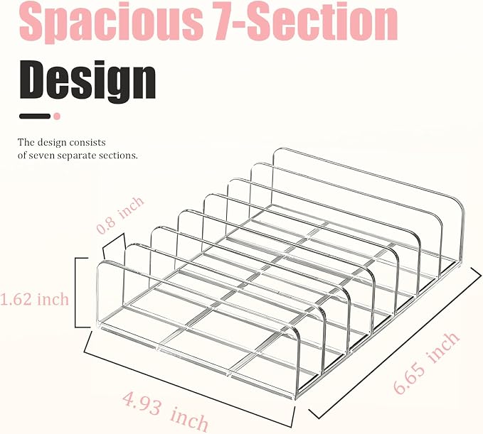 2-Pack Acrylic Makeup Palette Organizer, 7-Slot Eyeshadow Palette Storage - Image 3