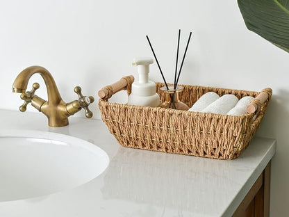 StorageWorks Hand-Woven Small Wicker Baskets, Round Paper Rope Storage Baskets - Image 3