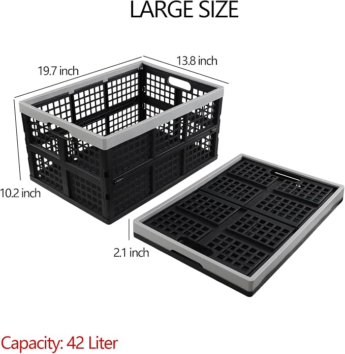 Ggbin 4 Pack Stackable Storage Crates Large, 42 L Plastic Collapsible Crates - Image 5