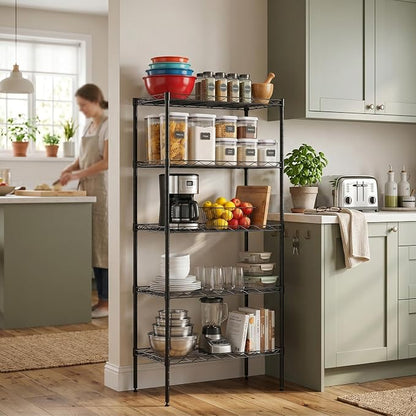 FDW 5 Tier 22L x 12W x 48H Pantry Shelves Adjustable Storage Rack Metal Shelf - Image 2