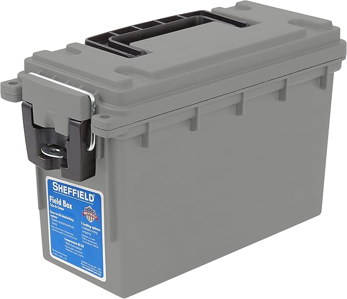 Sheffield Ammo Box Made in USA, Stackable Lockable Ammo Storage Box, Water and by Sheffield