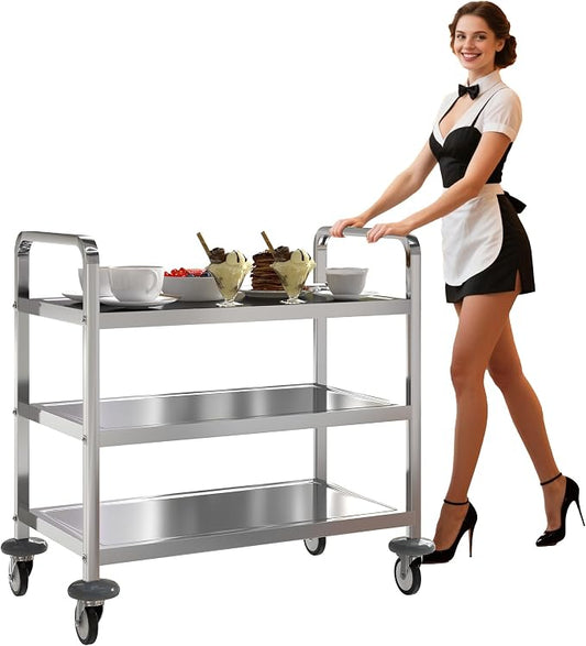 uyoyous 3 Tier Stainless Steel Utility Cart Commercial Serving cart by uyoyous