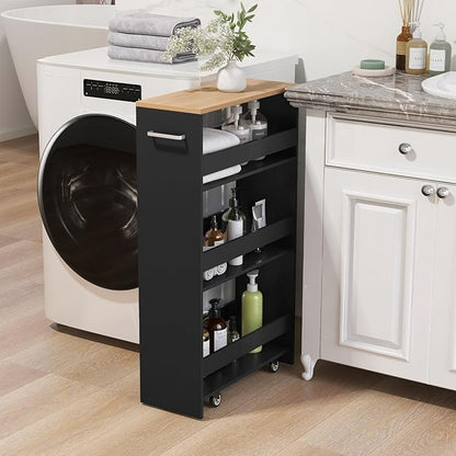 LOKO 4-Tier Rolling Storage Cart, 8 Inches Slim Kitchen Cart on Wheels - Image 3