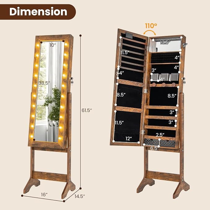 Giantex Standing Jewelry Armoire - Image 7