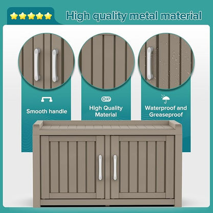 ROJIK Shoe Cabinet Storage Bench Indoor Outdoor, Waterproof UV-Resistant Resin - Image 4
