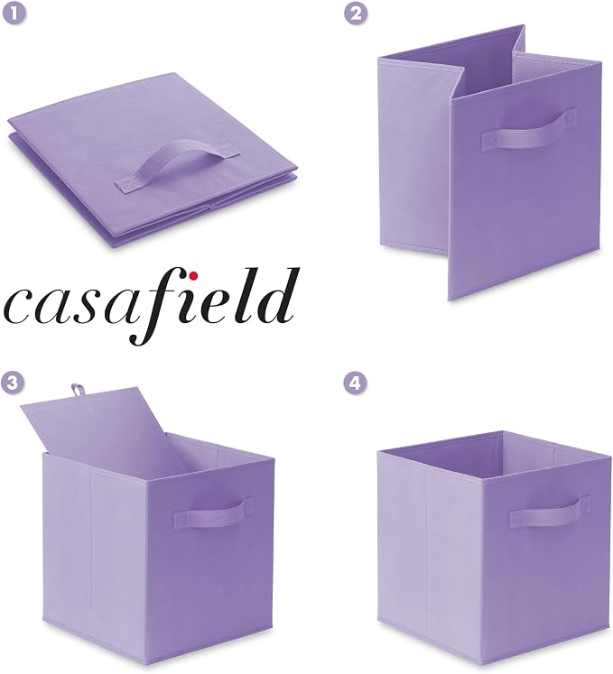 Casafield Set of 6 Collapsible Fabric Cube Storage Bins, Lavender - Image 6