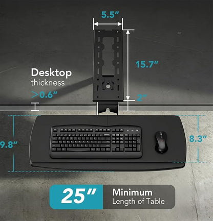 Keyboard Tray Under Desk with Storage Drawer, Height Adjustable Keyboard Tray - Image 3