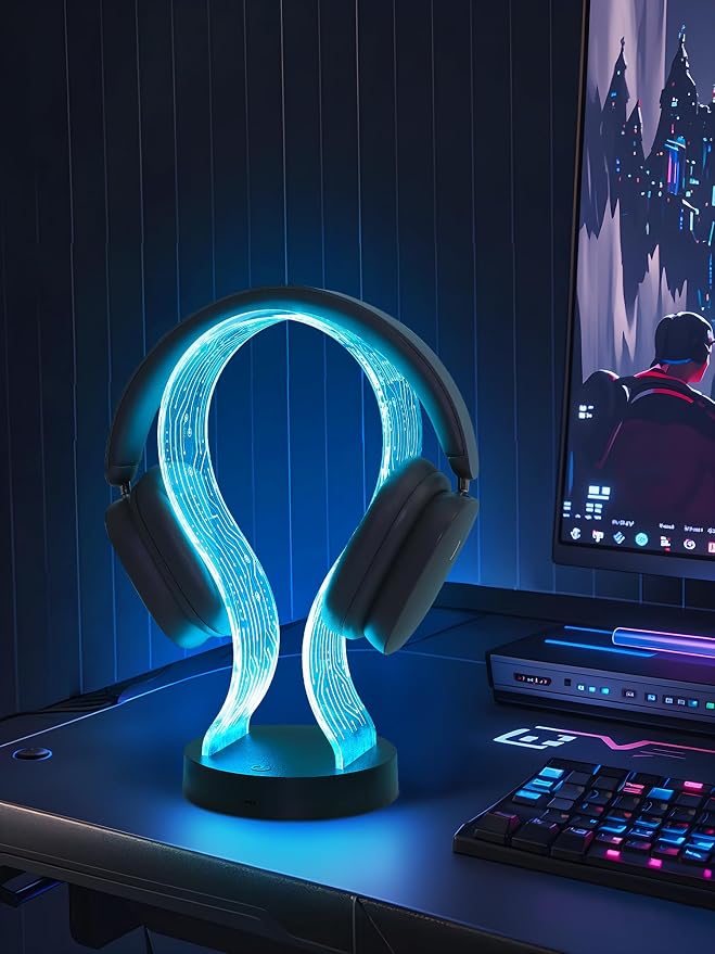 Light Up Headphone Stand with 16 Color Lights, PCB Pattern Acrylic Headset - Image 6