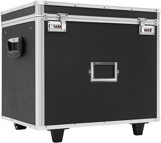 Locking Rolling File Box with Wheels, 19.2" L Portable Aluminum Alloy Storage - Image 9