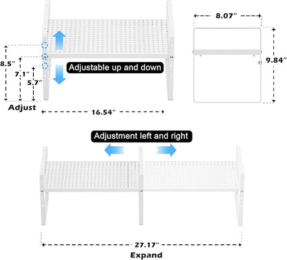Expandable Counter Shelf, Adjustable Height Spice Rack Metal Mesh Board Shelf - Image 3
