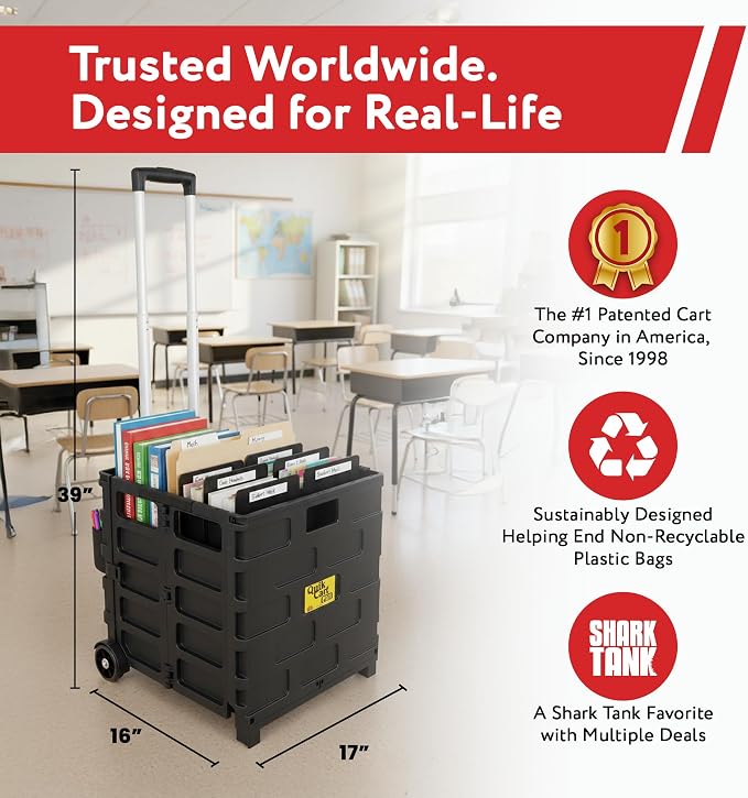 dbest products Quik Cart Pro Wheeled Rolling Crate Teacher Utility - Image 3