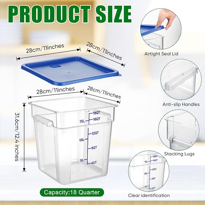 FoldTier 2 Pieces Square Food Storage Containers Polycarbonate Clear food - Image 2