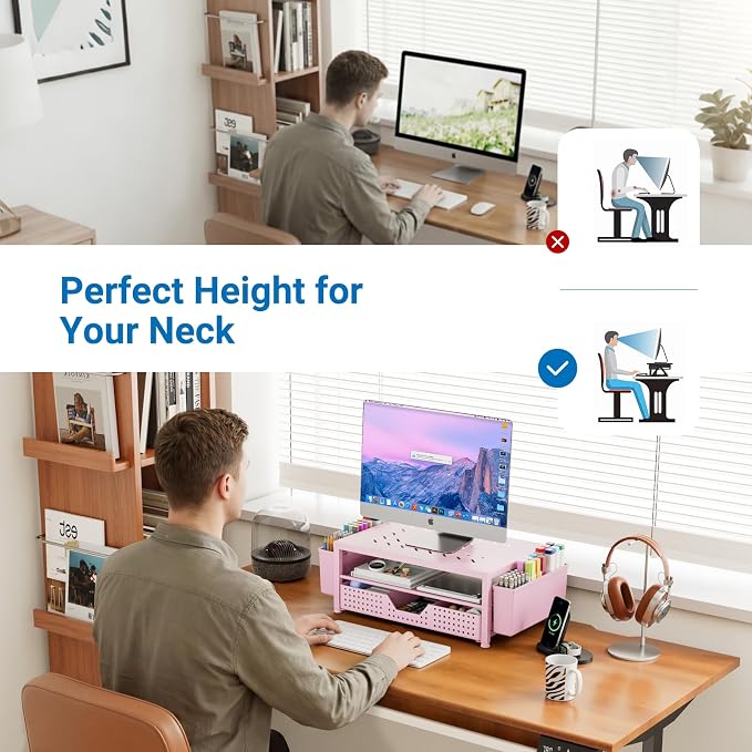 OPNICE Laptop Stand for Desk Organizer and Accessories, 2-Tier Computer Monitor - Image 4