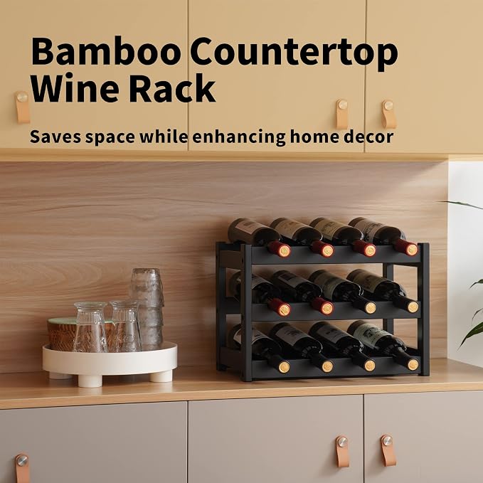 VASMIA Bamboo Wine Rack, Sturdy and Durable Wine Storage Cabinet Shelf - Image 4