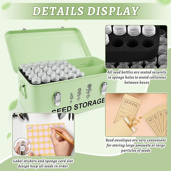 60 Slots Seed Storage Organizer, Metal Seed Saving Box - Image 5