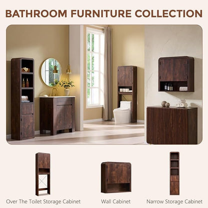 Over the Toilet Storage Cabinet, 69.69" Curved Bathroom Storage Organizer - Image 8