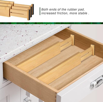 4 Pack Bamboo Drawer Dividers 2.6" High, Adjustable Length from 12 Inch to 17 - Image 7