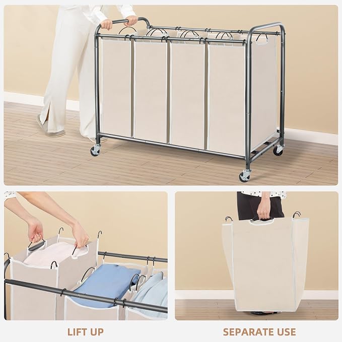 STORAGE MANIAC Laundry Sorter 4 Section, 47.8 Gal Laundry Hamper - Image 4