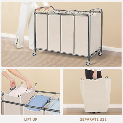 STORAGE MANIAC Laundry Sorter 4 Section, 47.8 Gal Laundry Hamper - Image 4
