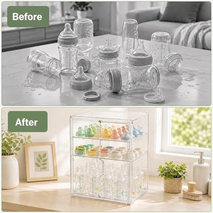 Baby Bottle Storage Organizer, X-Large 3 Tier Acrylic Bottle Storage Organizer - Image 2