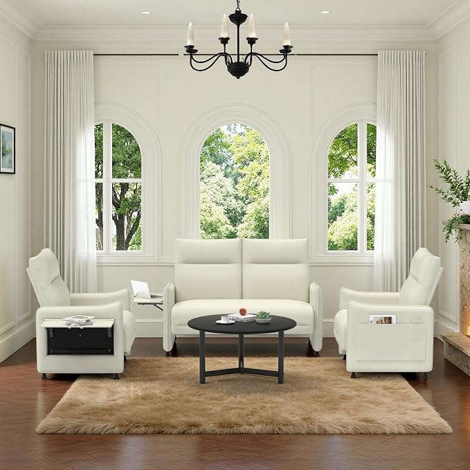 3-Piece Living Room Sofa Set, Faux Leather Loveseat & Accent Chairs Set of 2 - Image 8