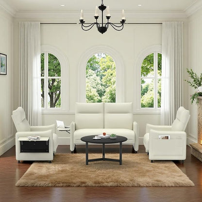 3-Piece Living Room Sofa Set, Faux Leather Loveseat & Accent Chairs Set of 2 - Image 8