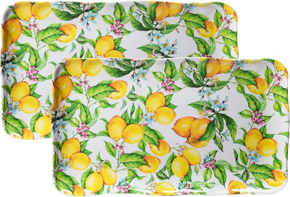 LEHAHA Melamine Lemon Large Rectangular Serving Tray/Platters Set of 2 by LEHAHA