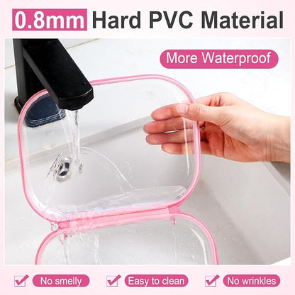 Sanwuta 6 Pcs Clear Hard Zipper Case Hard Plastic Zipper Pouches Transparent - Image 3