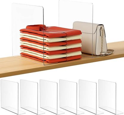 HBlife Acrylic Shelf Dividers for Closet Organization, 6 Pack 12 Inches Closet by HBlife