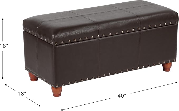 HomePop 40" Faux Leather Storage Cocktail Bench - Image 3
