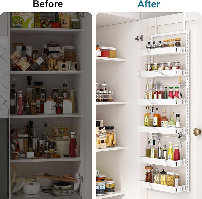 bukfen Over the Door Pantry Organizer, 6-Tier Adjustable Basket Kitchen Pantry - Image 5