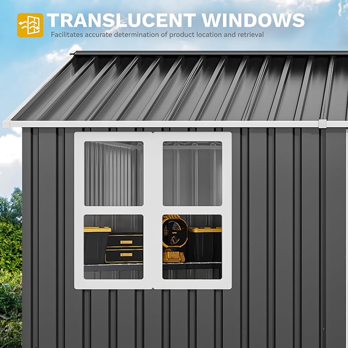 DWVO 10x8ft Metal Outdoor Storage Shed - Image 5