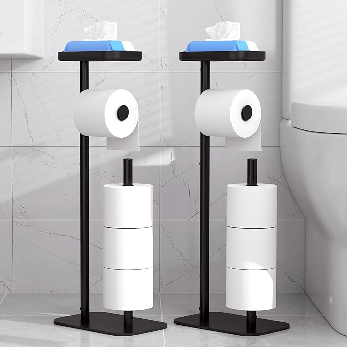 Kitsure Toilet Paper Holder Free Standing – Rustproof Metal Toilet Paper Stand by Kitsure