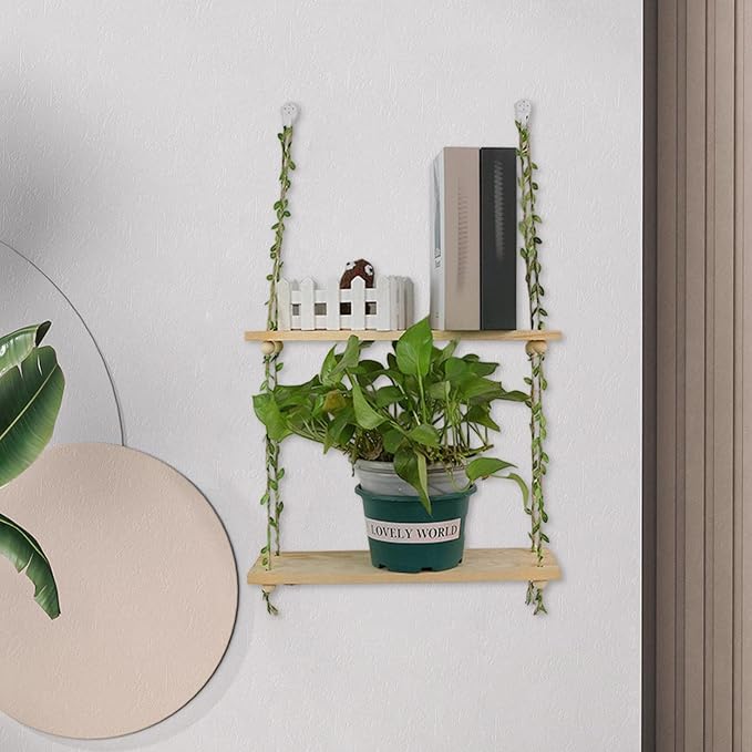 Wall Hanging Shelf Hanging Planter Rack Wooden Flower Pot Holder Decorative - Image 7