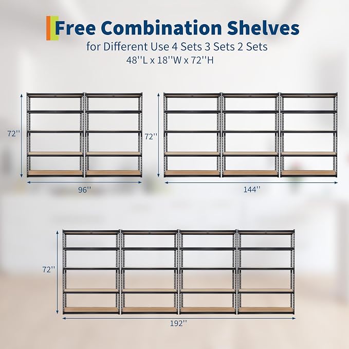Storage Shelving Unit, 5-Tier Adjustable Metal Storage Shelves - Image 5