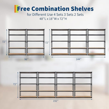 Storage Shelving Unit, 5-Tier Adjustable Metal Storage Shelves - Image 5
